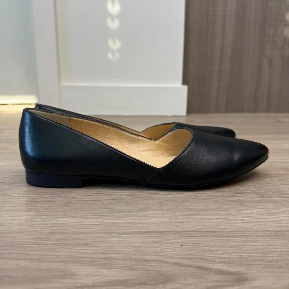NEW Paul Green Black Point Toe Ballet Flats Leather Minimalist Comfort Size 9